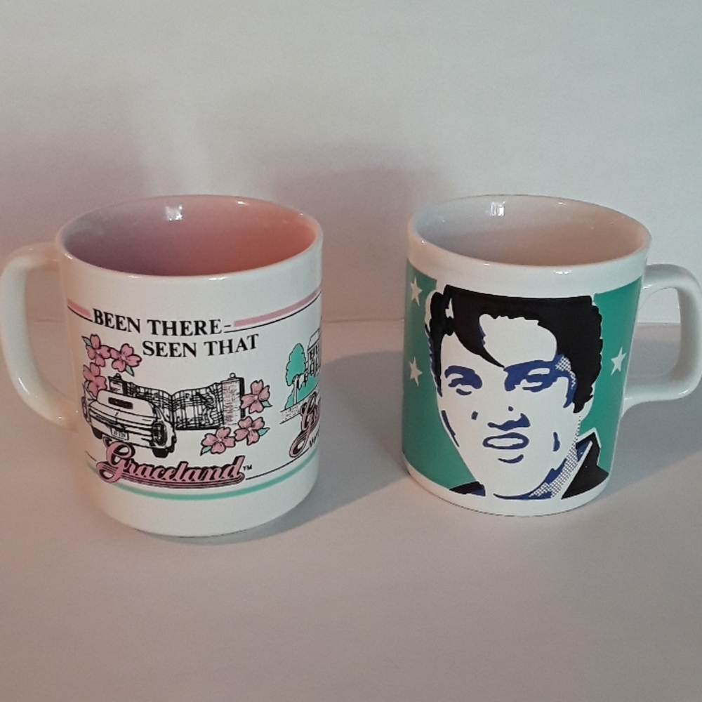 Set of Two Elvis Presley Graceland Op Art Mugs